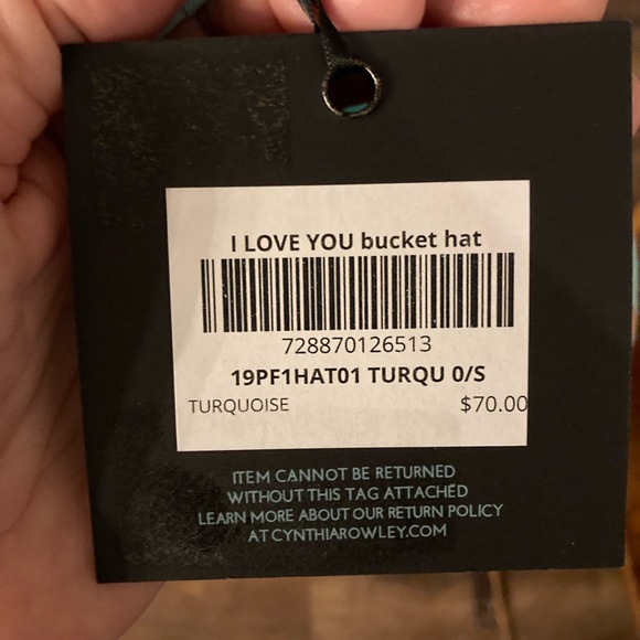 NWT Cynthia Rowley Turquoise “I love you” bucket hat children size/ small adult - Picture 6 of 7